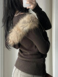 And Winter New Retro T-Necked Open Shirt Sweater Repair Hot Girl Warm Hair Hooded
