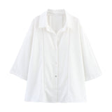 Women's Explosive Linen Long-Sleeved V-Neck Casual Shirt + Linen Mid-Rise Wide-Legged