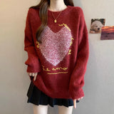 New Vest Sweet And Cute Cartoon College Style Knitted Winter Round Sweater Collar Sweater Bottom Shoulder