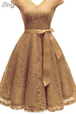 V-Neck Lace Knee-Length Women Dresses With Short Sleeves Dress For Women Female Vestidos New Arrival Chic Cheapest