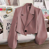 Zingj Suit Jacket Lady Small Man 2024 Spring Pink Autumn New Students Versatile Small Suit Fashion