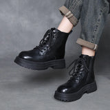 Leather Retro British Style Martin Boots 2025 Autumn And Winter New Fashion Casual Women's Boots Thick Bottom Increase Short