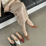 2025 New Bag Head Half Slippers French Fairy Style Mary Jane Shoes Dress Low Heel