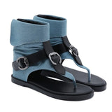 Cool Boots Women's Short Boots Flat-Bottomed Jacket And Sandals Roman High-Gang Belt Buckle Letter Retro Women's