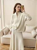 Loose Knitted Suit Women 2025 Autumn And Winter New Zipper Sweater + Fishtail
