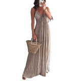 Zingj Summer New Solid Color Sexy U-Back Collar Strap Back Dress-Outfit