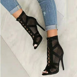New Large-Size Sandals Mature Wind Hollow Shoes In Front Of The Fish Mouth Ultra-Fine High Heel Cool