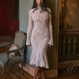 Women's New Long-Sleeved High-Collared Body Temperament Lady Dress
