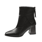Fashion Boots Women's New Rough And Sharp Head In The Fall/Winter 2025 Zipper Leaning Fashion Women's