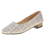 And South Korea Large-Size Cloth Low Heel Single Shoes Women's Light-Mouthed Tip Flat Bottoms To Spell Lazy Bean Shoes