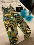 Aesthetic Print Sling Jumpsuit Women Sleeveless Spaghetti Strap Skinny Elastic Attirewear Overalls Female