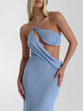 Women's Sleeveless Hollow French-Style Open-Back Splicing Repair Growth Dress Dress Women
