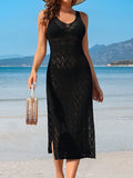Loose Long-Slendinal Side Open Fork Beach Hollow Knitwear Sunscreen