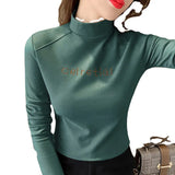 Zingj Velvet Warm Half High Collar Bottom Shirt Female Autumn And Winter Inside The Versatile 2023 New Long-Sleeved T-Shirt Female Jacket Foreign