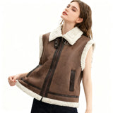 Women's Clothing 2025 Autumn And Winter New Fur One-Piece Velvet Splicing Vest