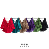Explosive Women's Temperament V Neck Shoulder Sleeves Tethered Waist