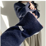 Dark Academia Solid Color V-Neck Pullover SweaterOutfit