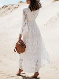 Maxi Dress Women Summer Beach Holiday White Wedding Dresses Ladies Retro V Neck Long Dress Boho Sundress Robe