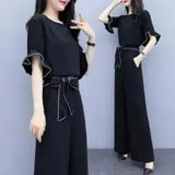 Trousers Suit Women's Summer 2025 New Female Summer Temperament Chiffin High-Rise Thin Oceany Casual Two