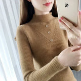 Zingj And Winter Half High Collar Button Thick New Foreign Style Jacket Sweater Imitation Mink Wool Coat Female Bottom Shirt-Outfit