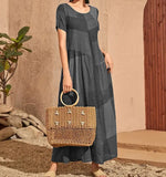 Zingj 2023 New Vintage Loose Waist Pocket Dress Casual Plaid Print Patchwork Women's Dress-Outfit