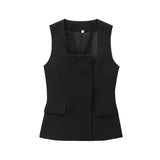 Women's 2025 Summer New Fashion Button Vest Straight Pants