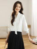 2025 New Denatry White Shirt Lady Long Sleeve Spring Commuting Professional Shirt Temperament