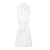 New Spring Style Knot Poplin Shirt Dress
