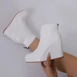And Winter Slope And Thick Bottom High Heel Tip Fashion Rubber Boots Black