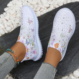 Women's Shoes Spring Breathable Sports Casual Shoes Water Drill Rainbow Shiny Flying Shoes Thick-Soled Running Shoes