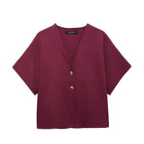 New Flat-Sleeve V-Neck Sports Knitwear Jacket