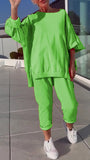 New Casual Solid Color Collar Long-Sleeved Top Sports Trouser Suit