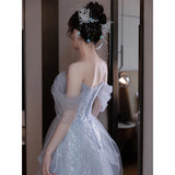 Evening Dress Senior Sense 2025 New Blue Banquet Temperament Light Music Art Test Presided Over The High-Level Birthday
