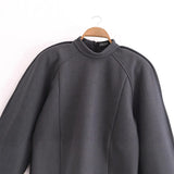 New Half-High Collar Fluffy Short Coat 1223451 High-Waisted Trousers