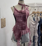 Niche Hot Girls Unristered Ribbon Vest Repair Hanging Neck Short Sling