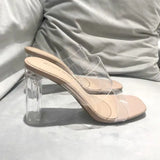New Summer Transparent Sandals Women With Thick Heel Crystal High Heels Fairy Wind With Cold