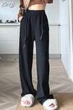 Jogging Sweatpants White Women Pants High Waist Baggy Sports Pants Chic Lace Up Casual Fashion Female Trousers
