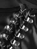 Front Tie Pu Leather Cropped Bustier-Outfit