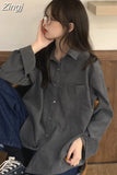 Women Shirts Solid Color School Japanese Style Female Students Turn-down Collar Sweet Leisure Loose Retro Ins 3XL All-match