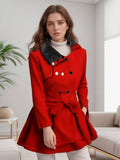 Women's Belt Repair Long Hair, Coat Skirt With Wool Double Buckle