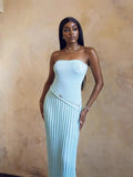 Spring/Summer New Hot Fashion Style Twisting Flower Fork Long Wool Dress
