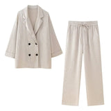 Explosion Women's Ins Wrinkled Blazer Casual Trousers