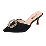 Women Wear Half-Slippers Women 2025 New French Fine And Bag Head Cool Drag Black
