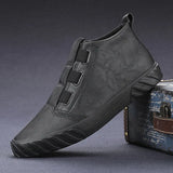 Walk Men's Shoes High-Top Shoes Men's Autumn Pedal Casual Board Shoes Retro Wave Shoes Leather