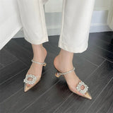 Spring And Summer New 35-42 Women's Glass And Transparent Pointed Sandals High Heels High