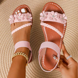 Flat-Bottomed Flowers Romanesque Windy Large-Size Sandals Women Woven Tight With Light Beach Cool