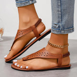 Hollowed-In-To-Sleeve Flat-Soled Sandals Women's Summer Loose-Cfolded Sand Sand Slippers With Carved