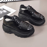 Autumn Women Platform Sneakers Chunky Ulzzang Fashion Ladies Casual Shoes Woman Leather Tenis Female White Black 6cm