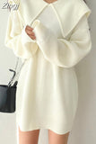 Korean Fashion Pullover Loose Turn-down Collar Thick Oversized Sweater Long Sleeve Tops Women Autumn Winter 2023