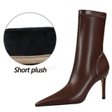 Shoes Pu Leather Boots Women Ankle Boots Sexy High-heel Boots Autumn Winter Shoes Short Boots Plus Size 43 Women
